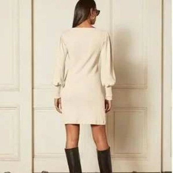 Boyish Lauper Ribbed Mini Dress Off White Organic Cotton Balloon Sleeve Small - Picture 2 of 8